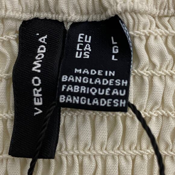 Vero Moda Sweat Heart Tie Knot Blouse Birch Women Large Organic Cotton NWT - Picture 2 of 10